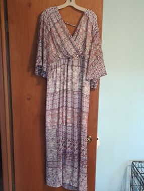 Westport Mauve Pink Floral Wrap Maxi Dress